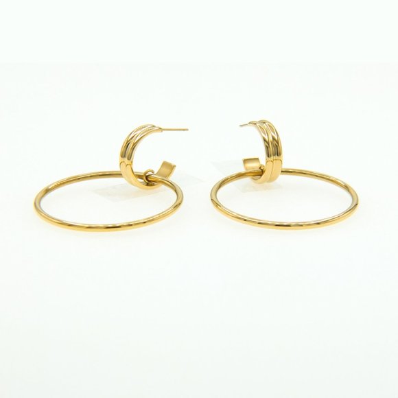 Danielle 18K Gold Plated Hoop Interlock Earrings - Picture 5 of 10